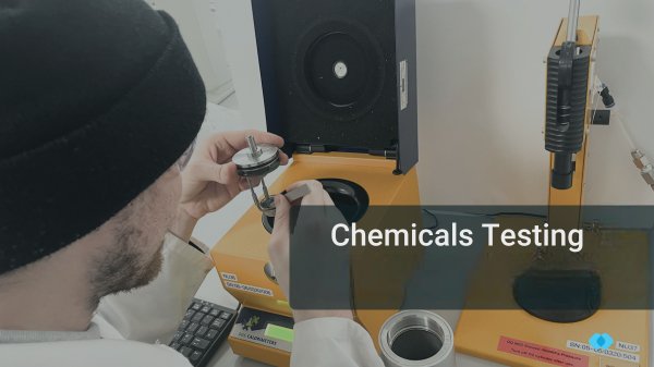 How are industrial chemicals tested for quality and performance?