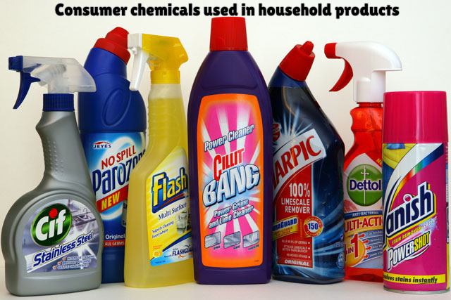 What are the most popular types of consumer chemicals used in household products?