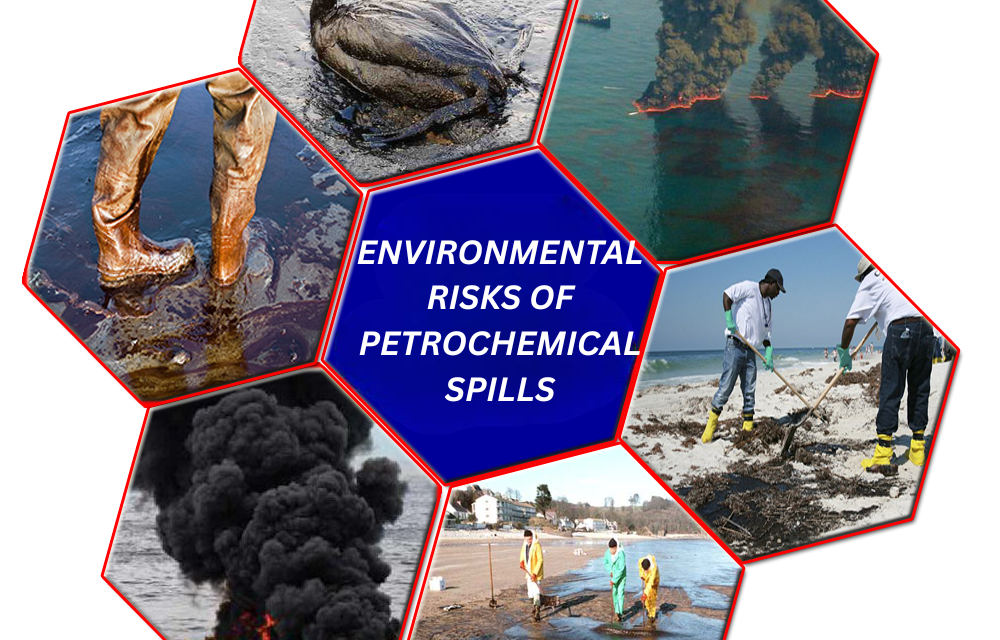 What are the environmental risks of petrochemical spills?